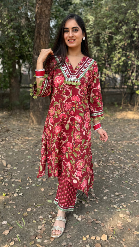 Tara Maroon Coord Set