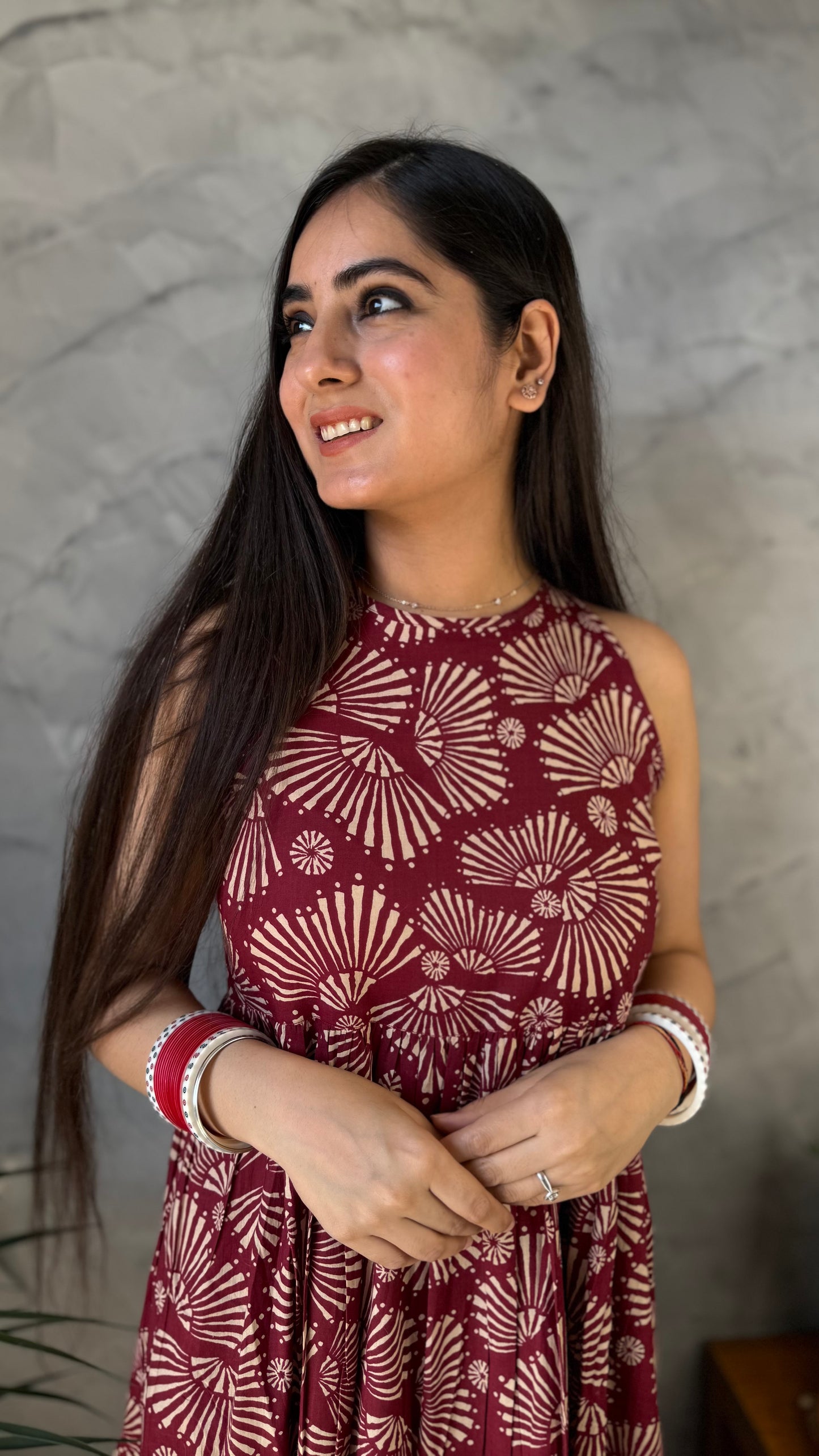 Mansi Maroon Strap Dress