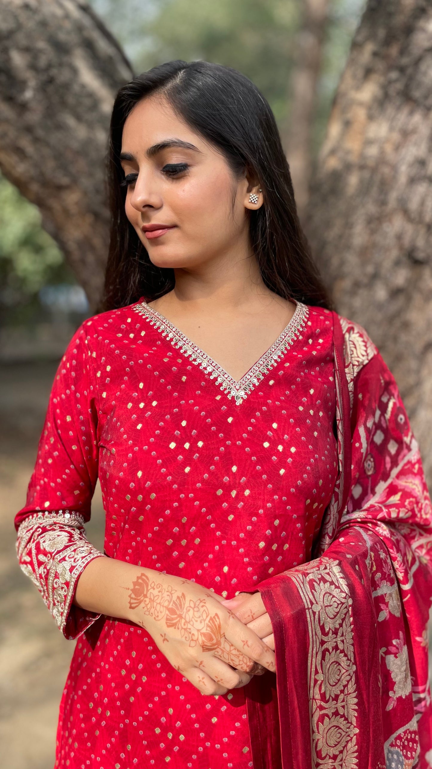 Rooh Red Muslin Suit