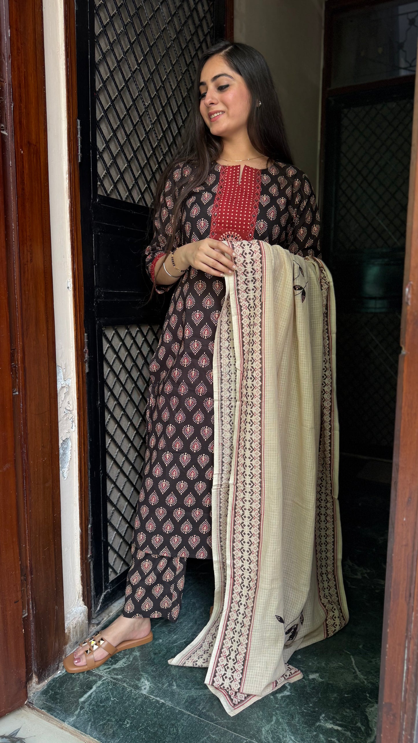 Chahat Black Cotton Suit