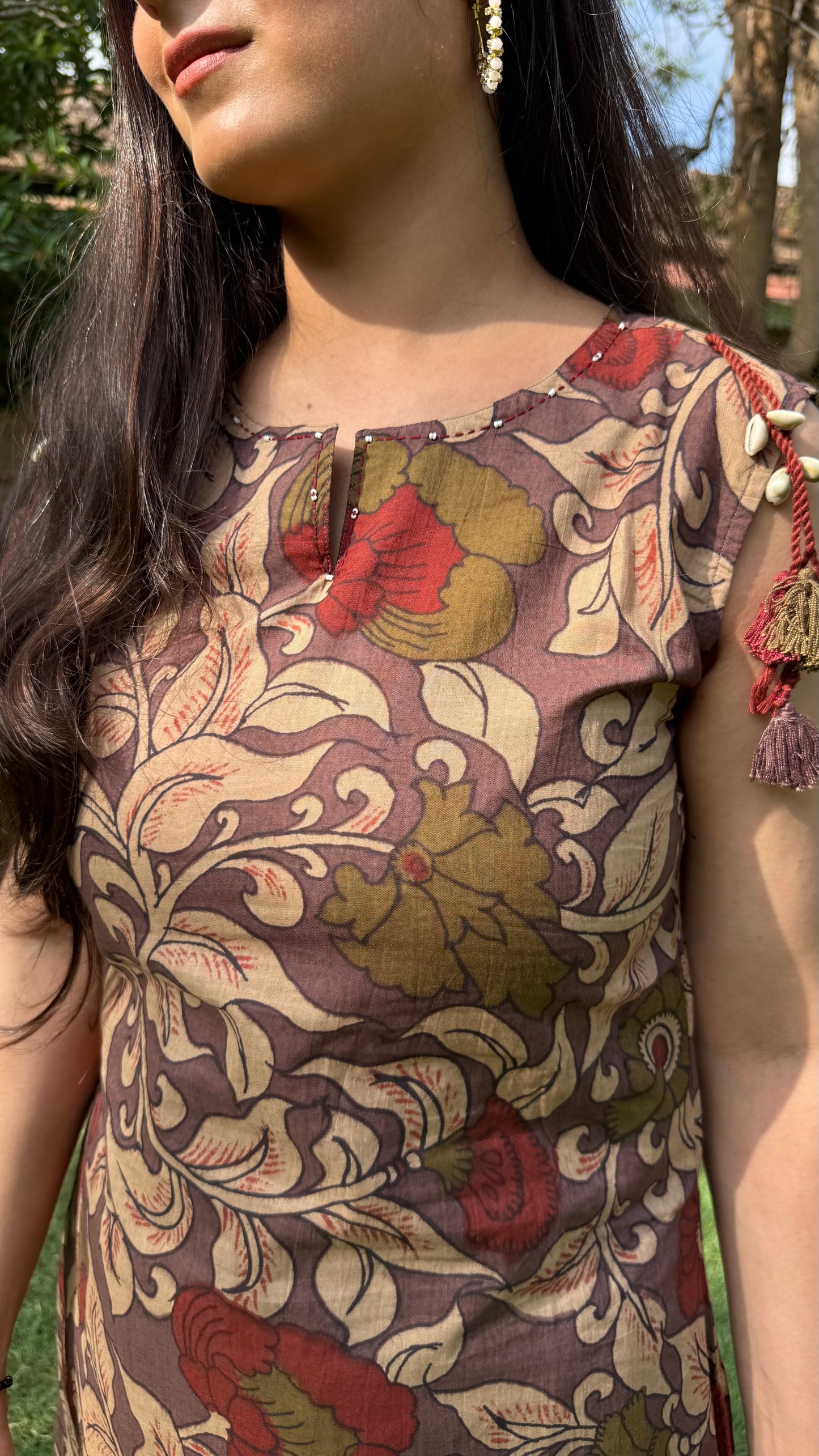 Mauve Floral Kalamkari Suit Set