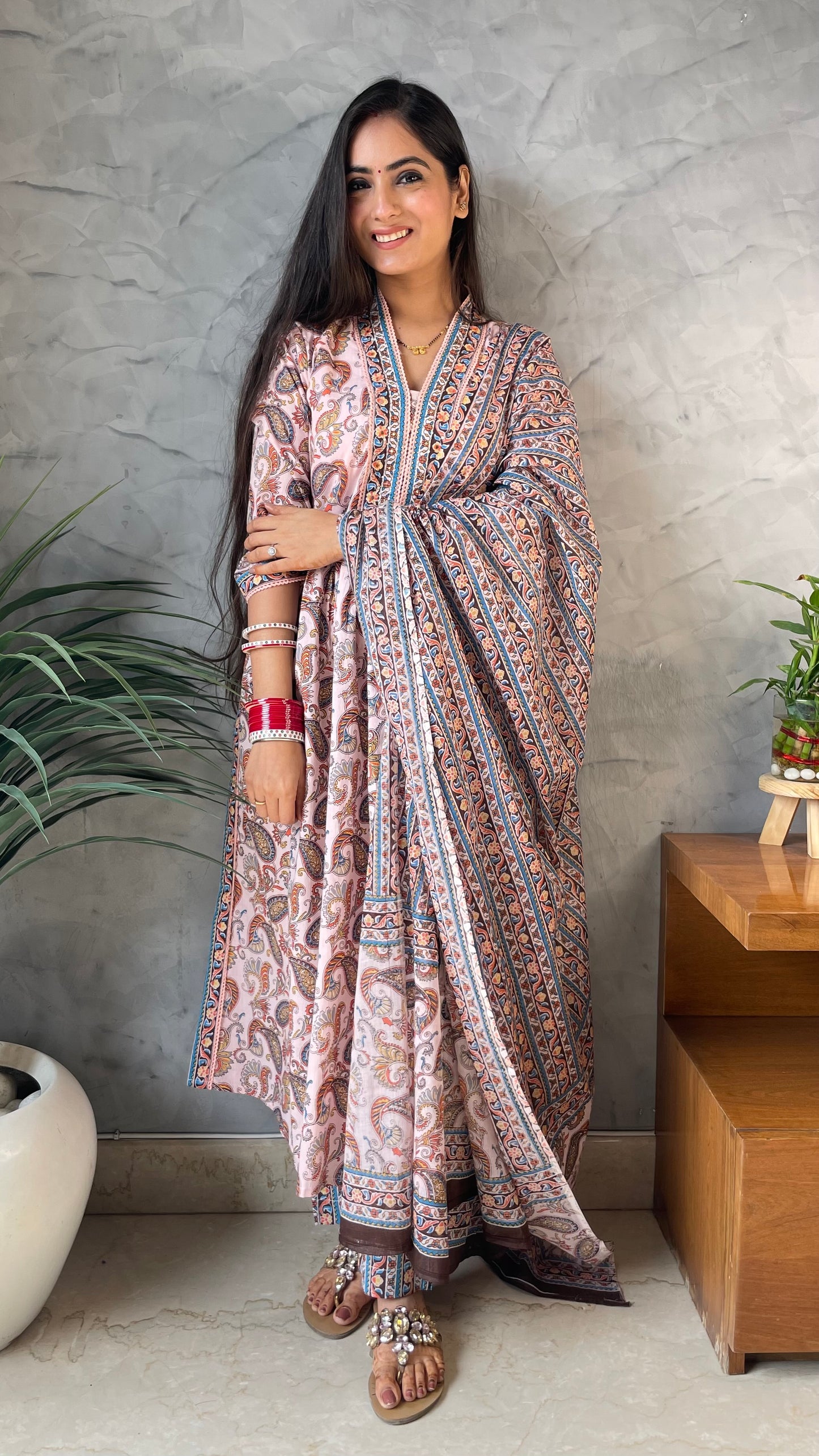 Kajal Peach Printed Suit