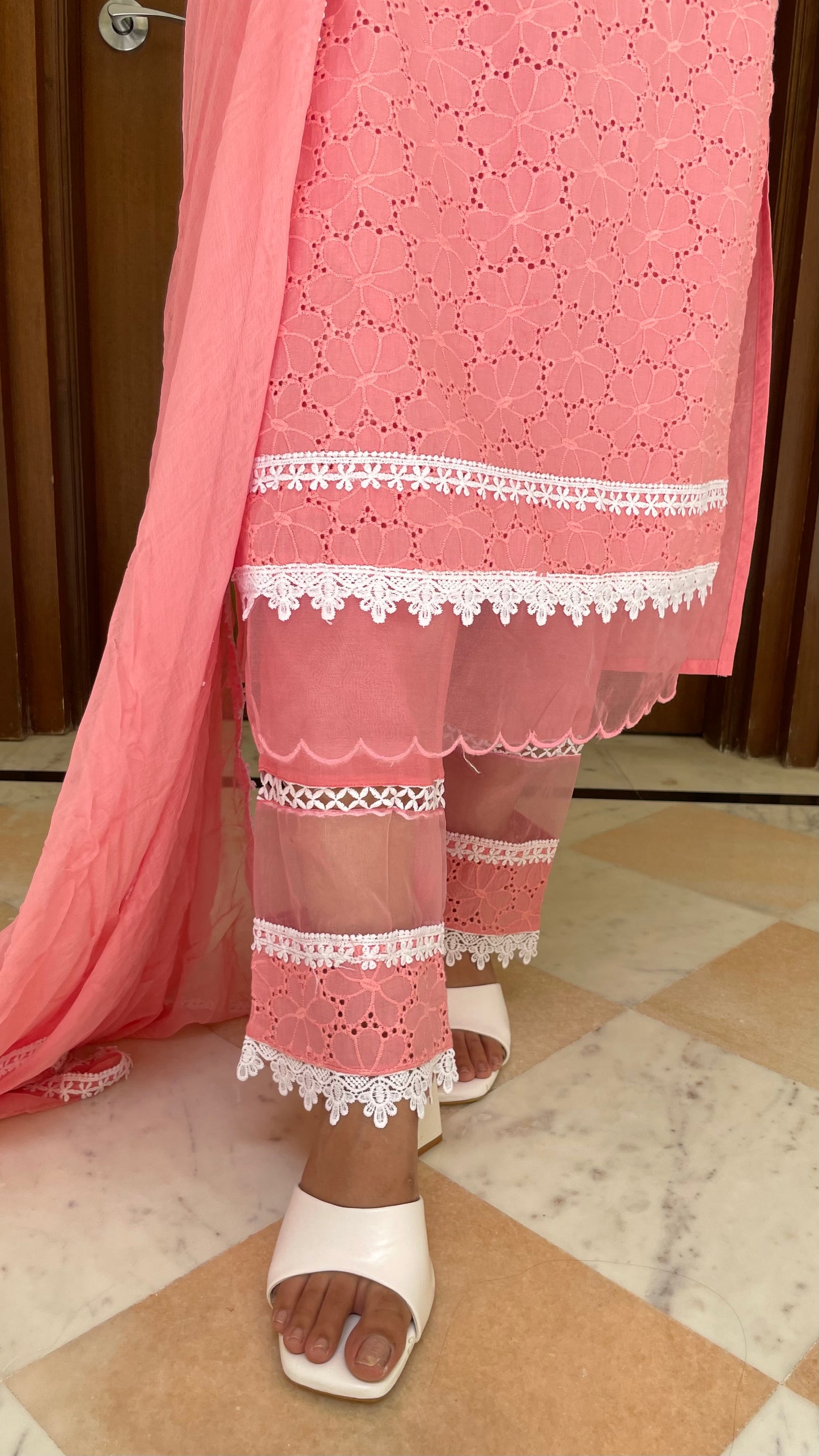 Nita Pink Schiffli Suit