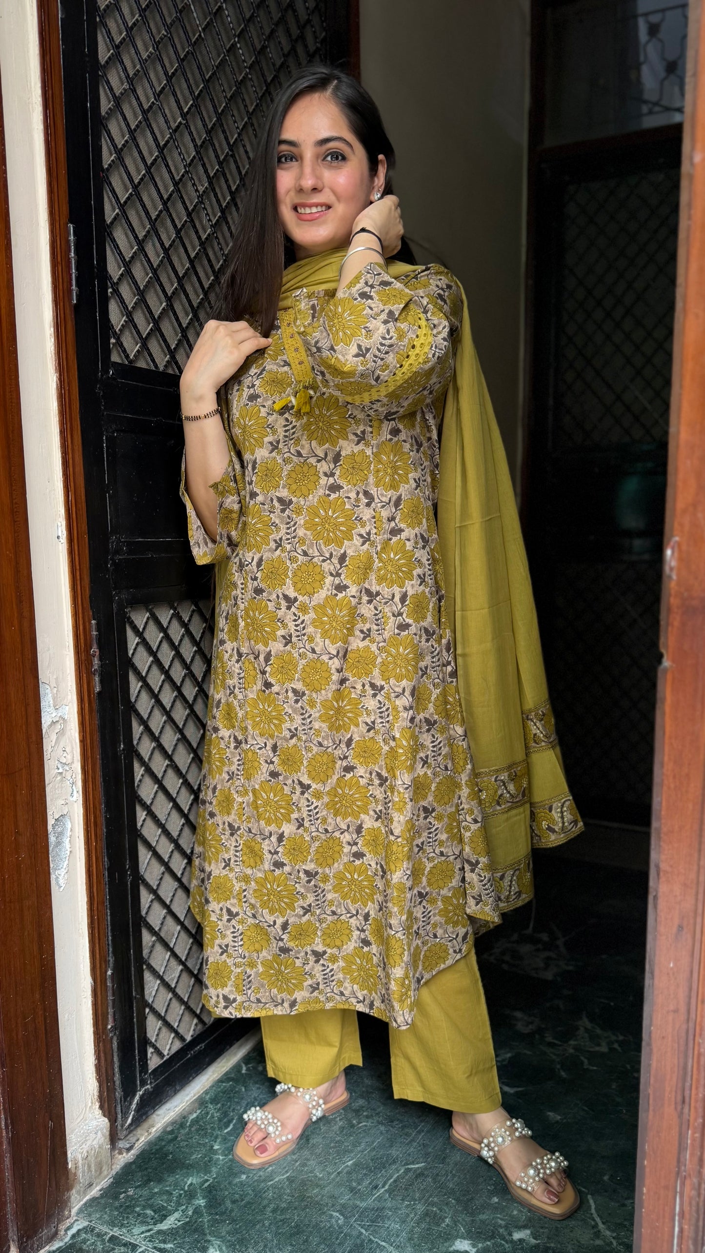 Shashi Mustard A- Line Suit