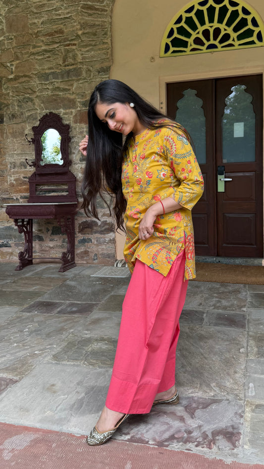 Kiara Mustard Floral Farshi Set