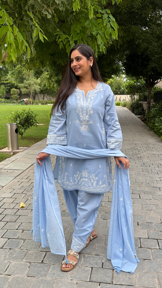 Zoya Powder Blue Farshi Suit