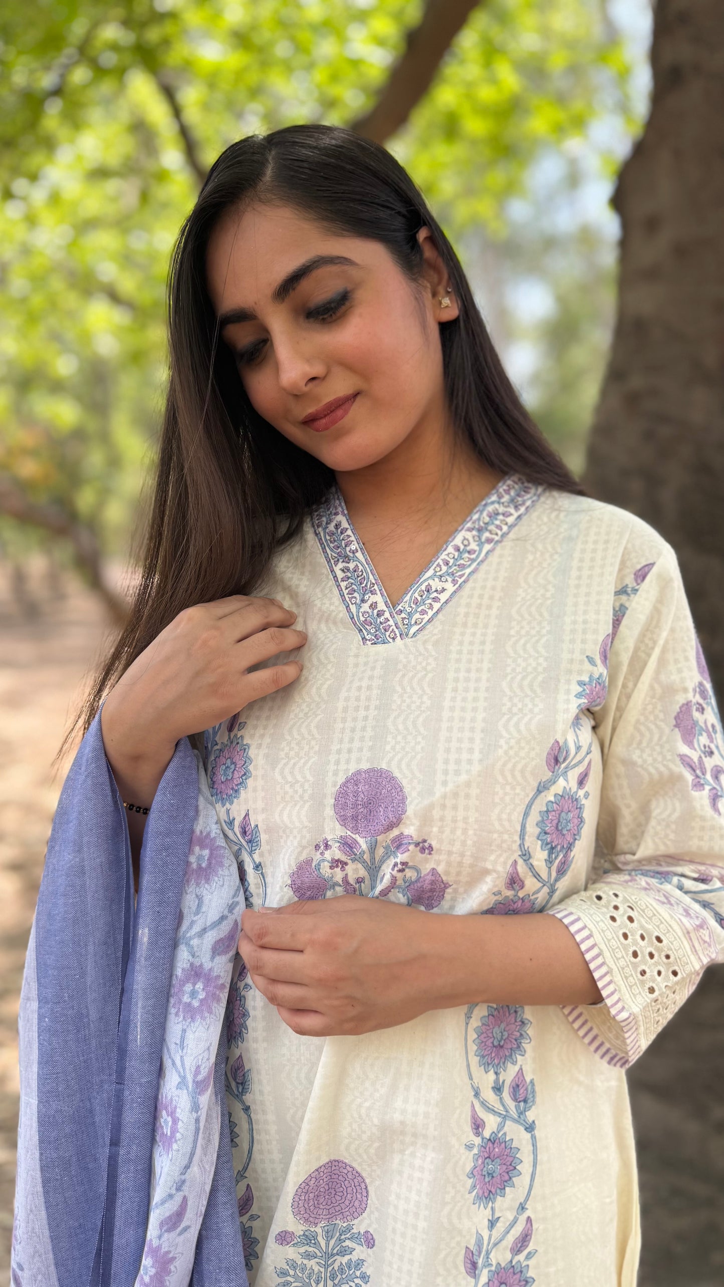 Sakshi Cream A-Line Suit