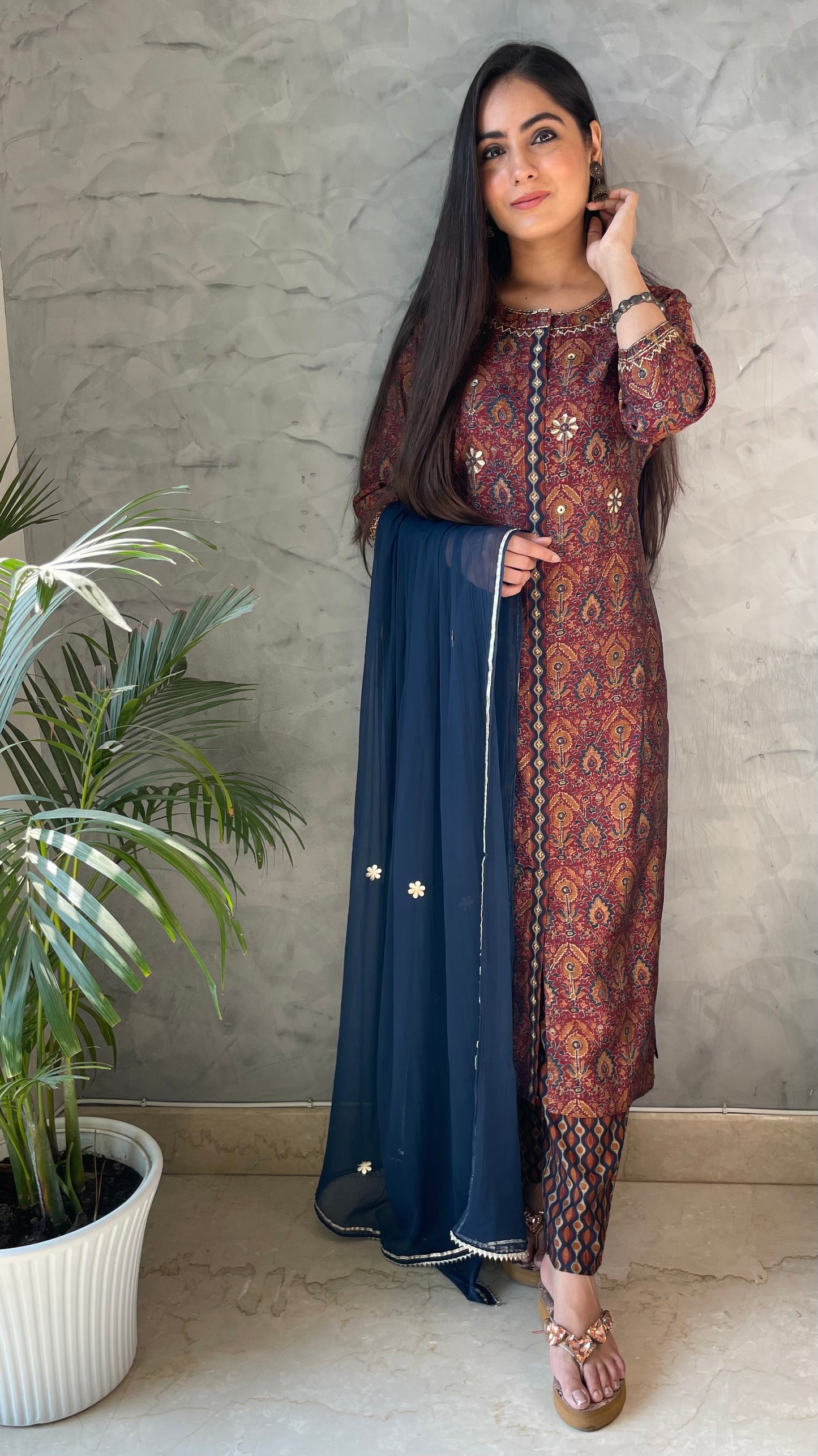 Archana Dark Rust Modal Suit