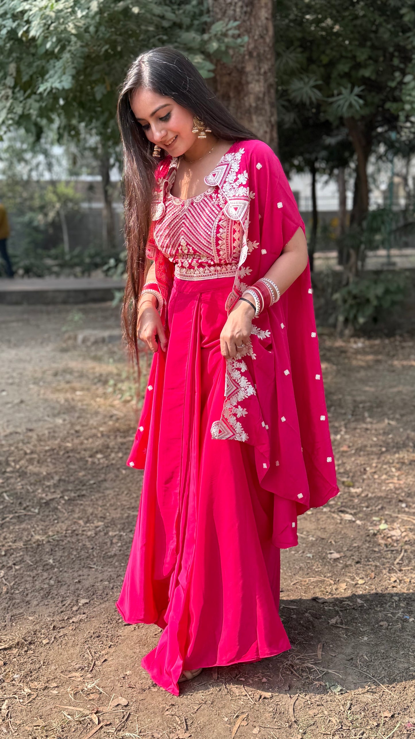 Anika Pink Cape Set
