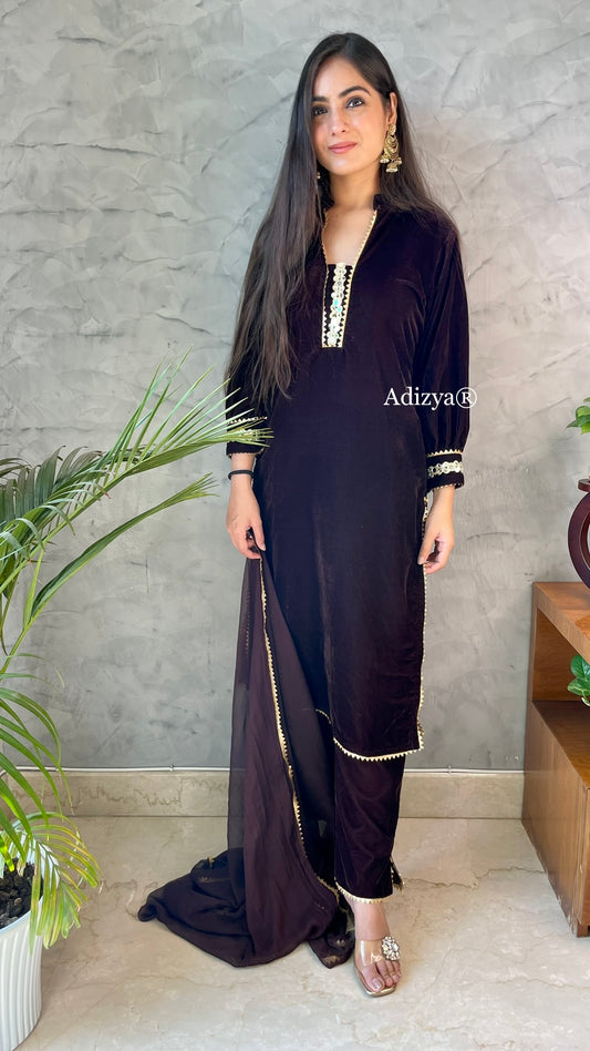 Dark Brown Velvet Suit