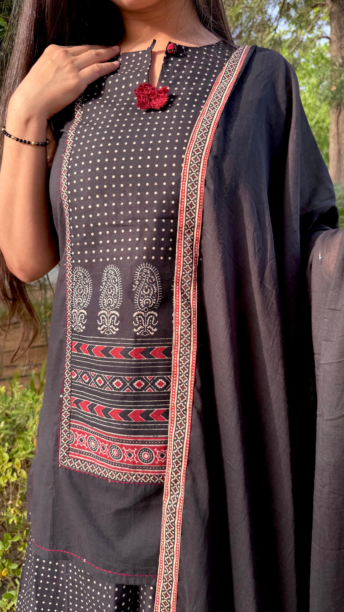 Black Flared Sharara Suit
