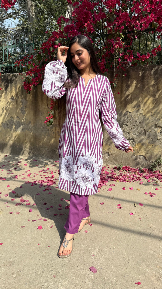 Garima Purple Printed Coord Set