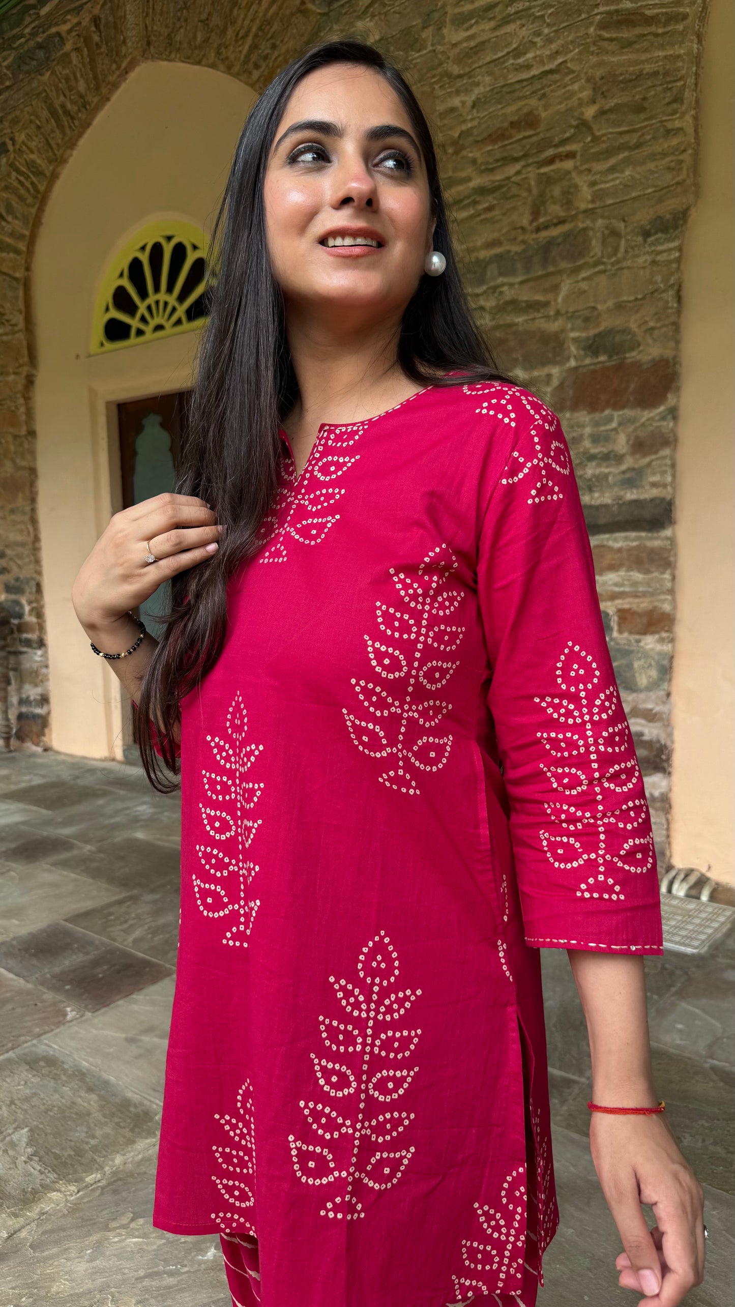 Meera Pink Bandhej Farshi Set