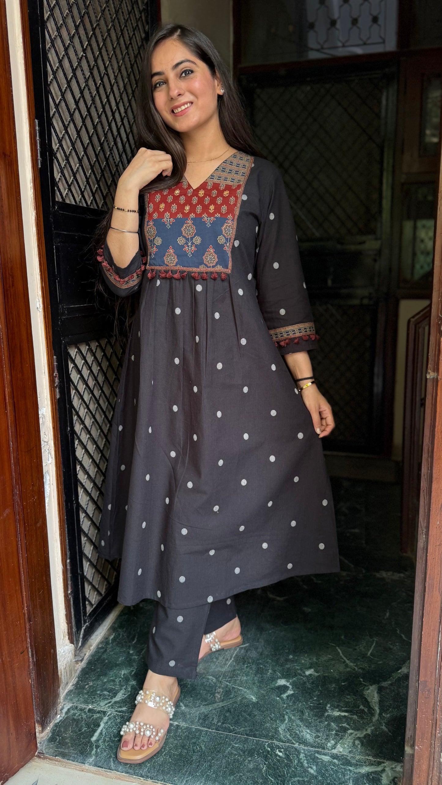 Anmol Black Handloom Coord Set