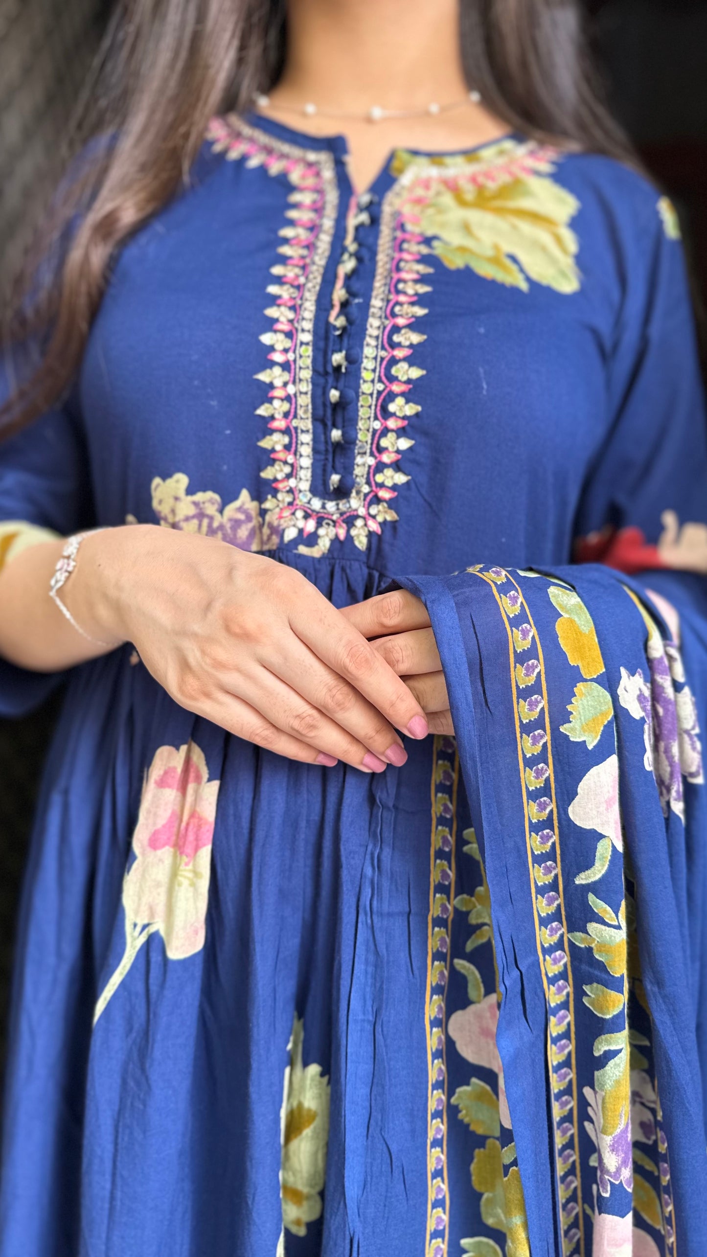 Veena Blue Flared Suit