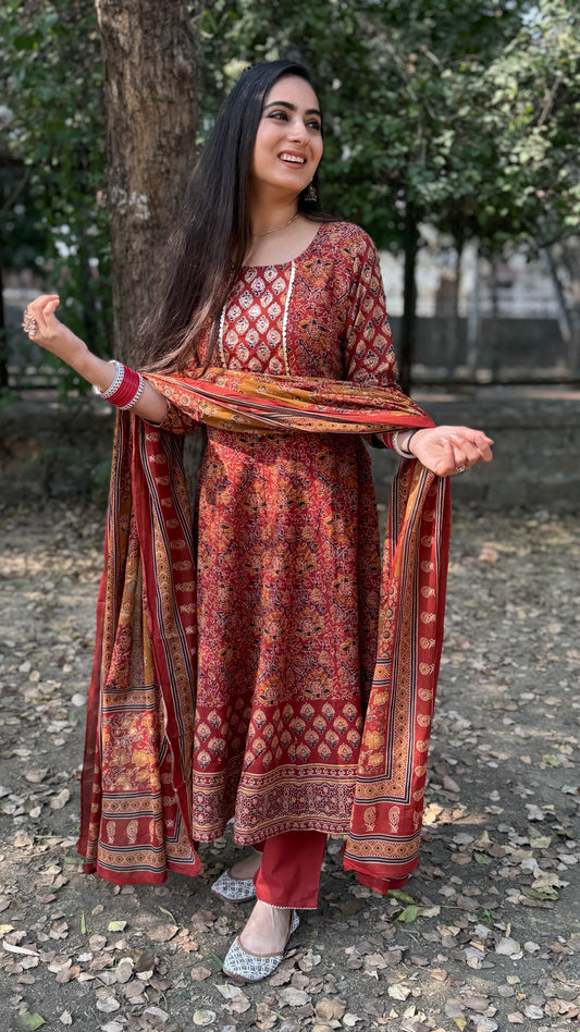 Sanya Rustic Maroon Anarkali Suit