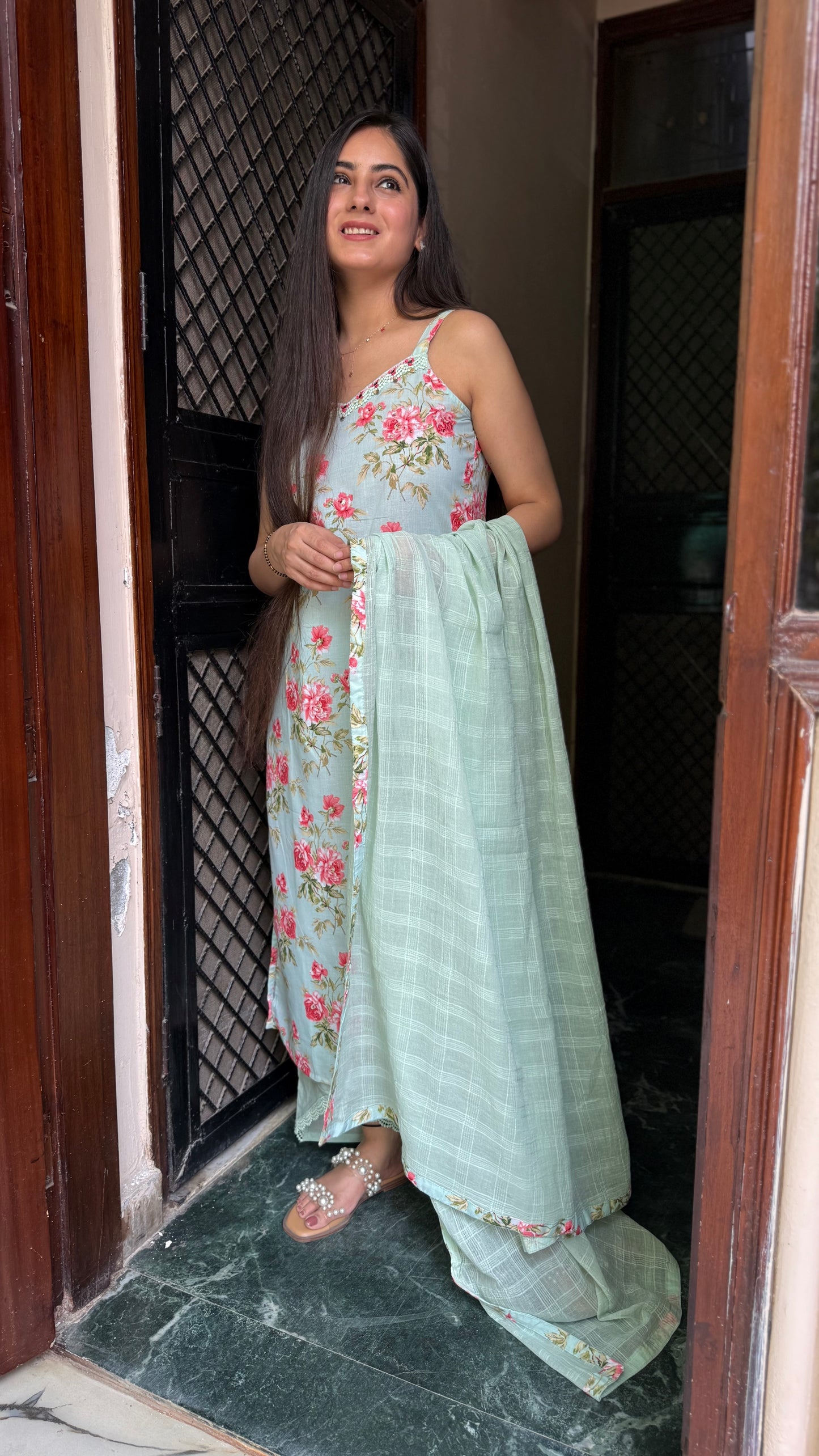 Ekta Pastel Green Strap Suit