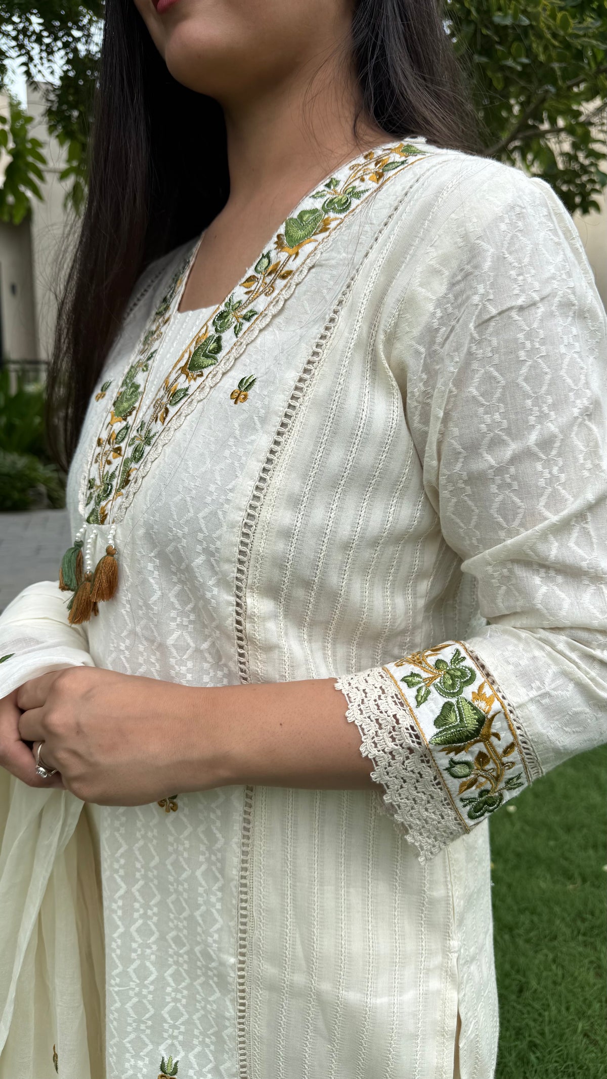 Anaya Ivory Embroidered Suit