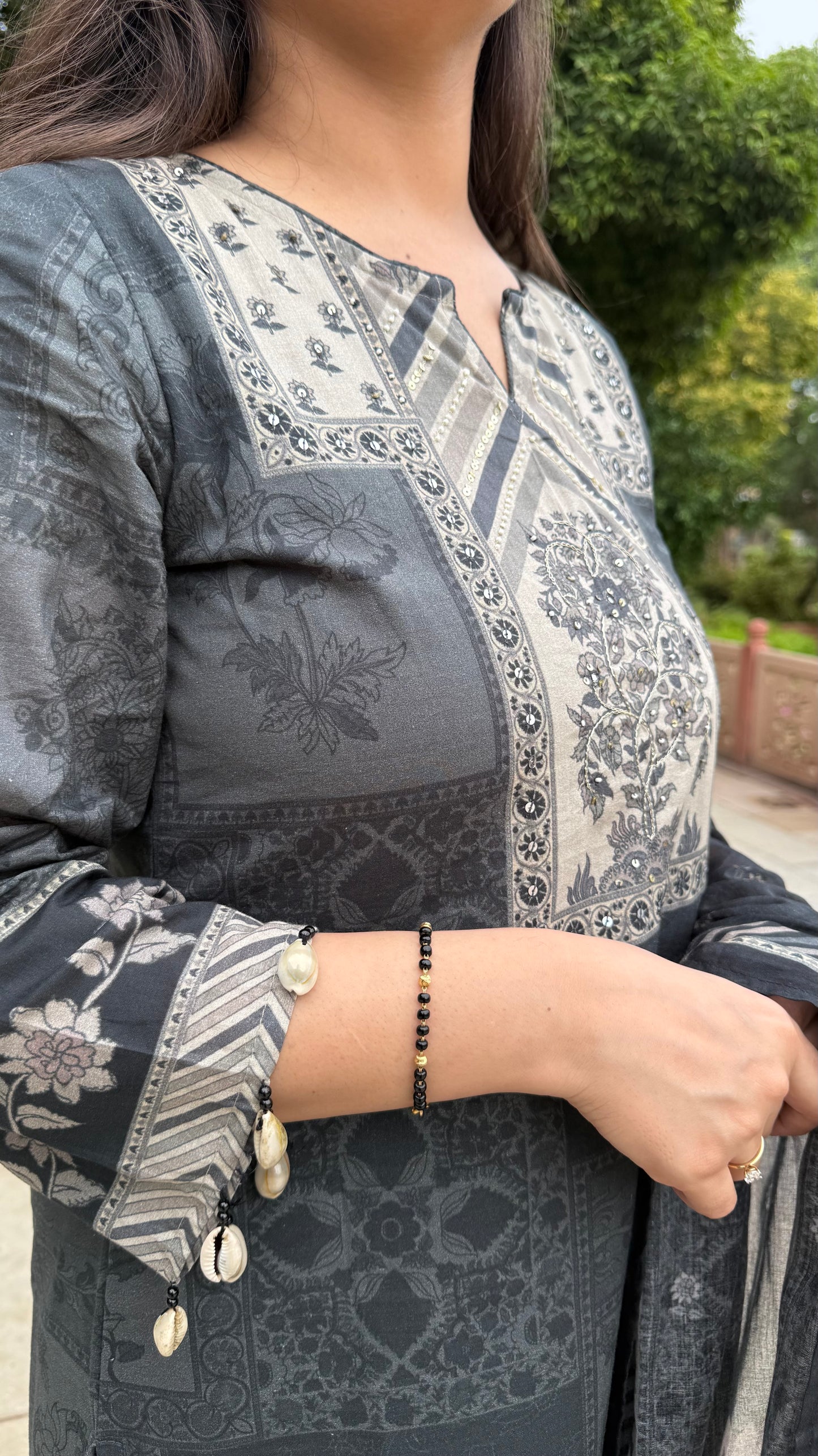 Midnight Block-Print Suit Set