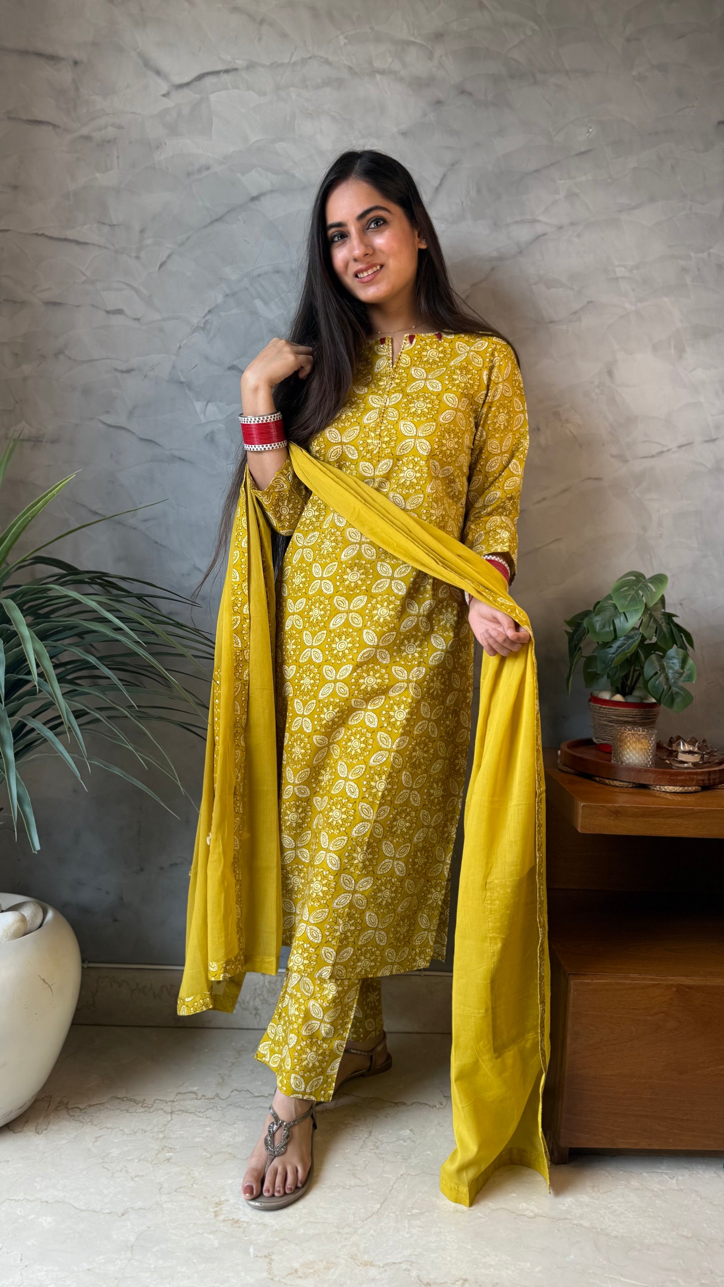 Kanika Mustard Printed Suit