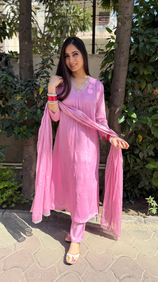 Sana Pink Chinnon Suit