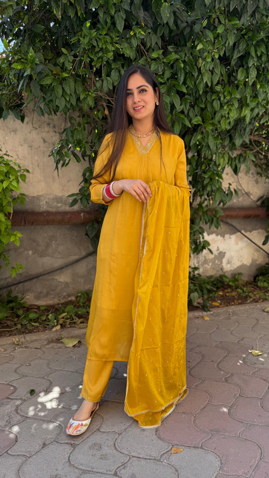 Sana Mustard Chinnon Suit