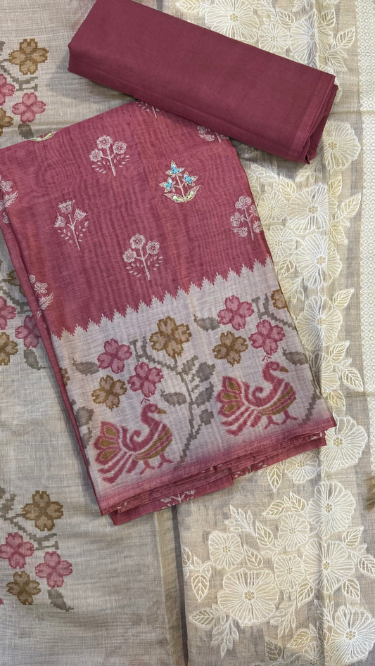 Inaya Onion Pink Ikkat Unstitched Suit