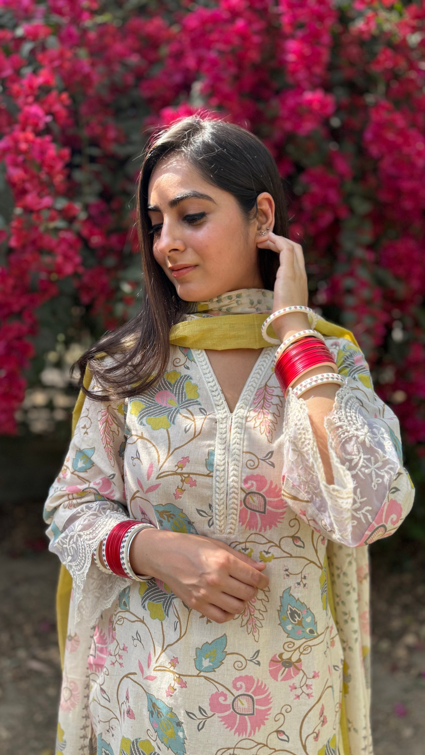 Surbhi Cream Aqua Lace Suit