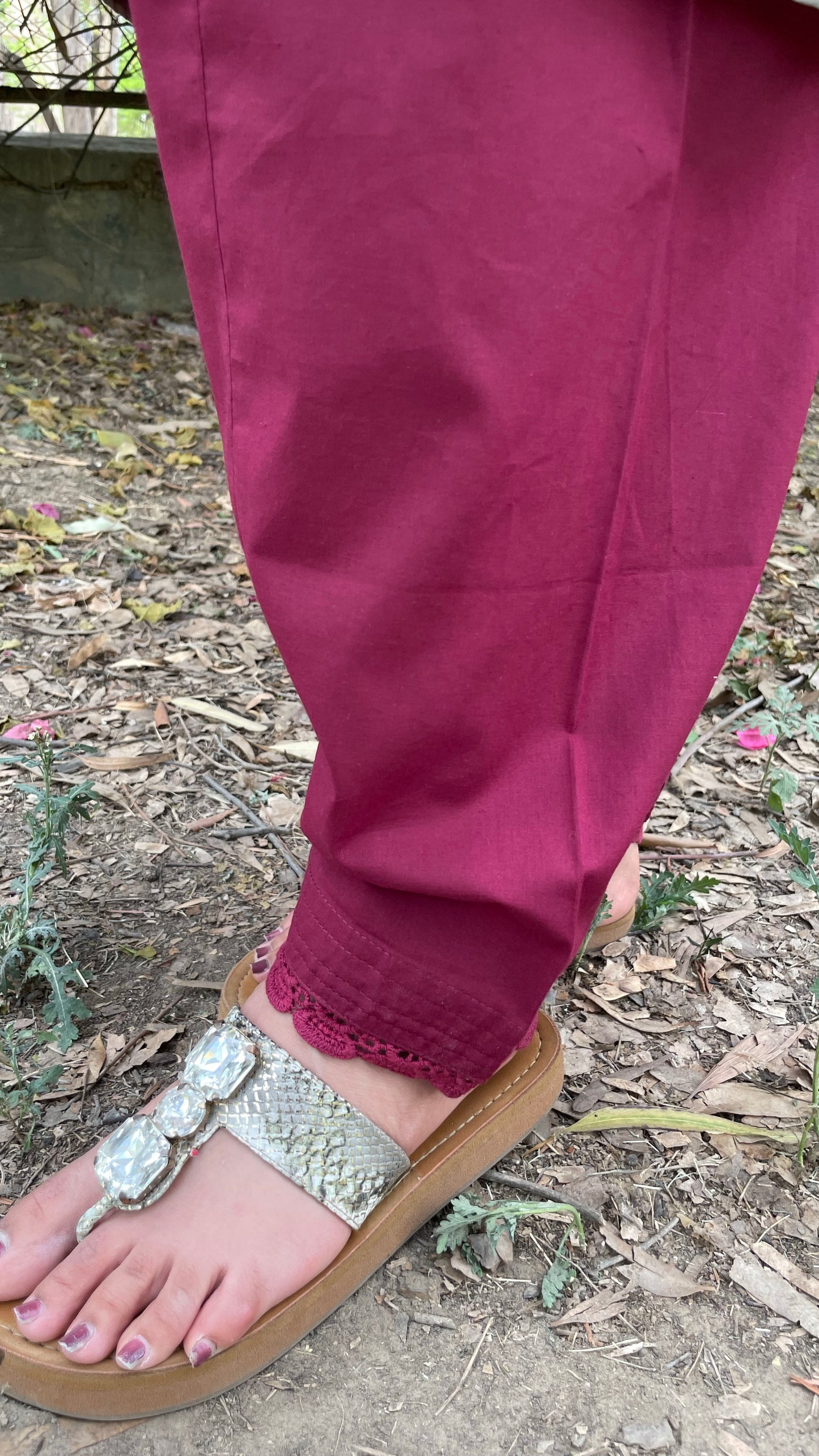 Olive Wine Schiffli Coord Set