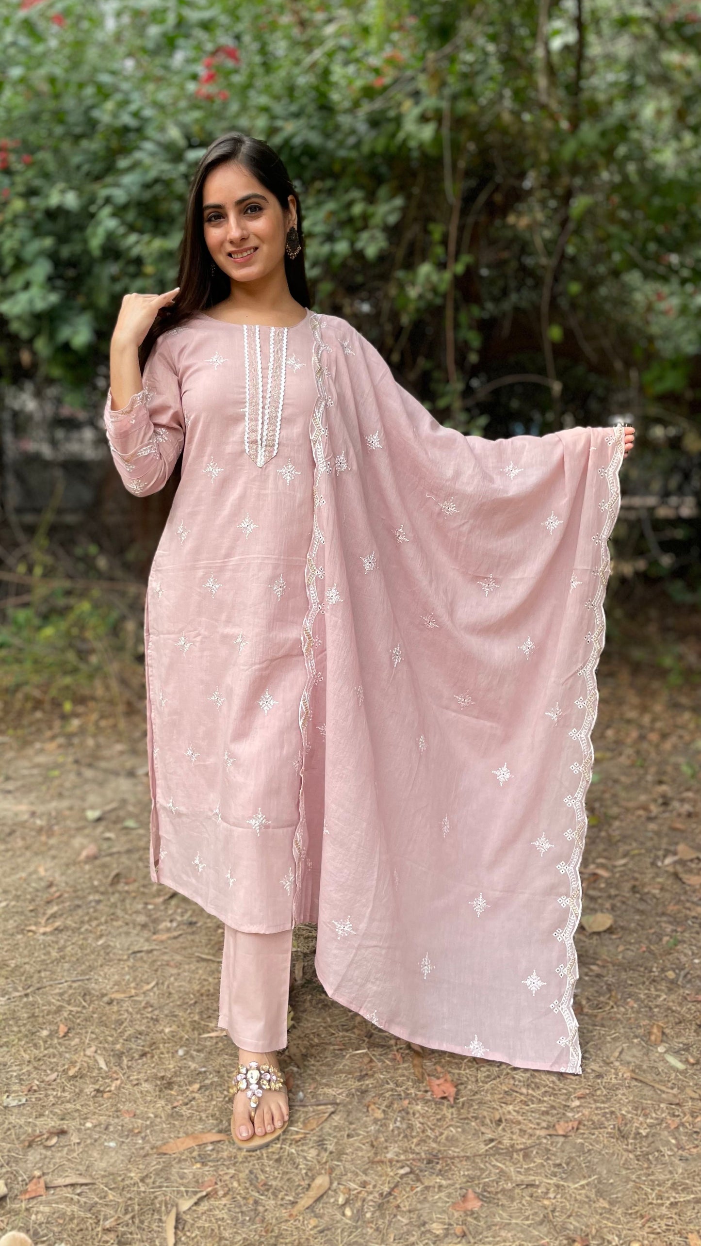 Blush Mulmul Suit