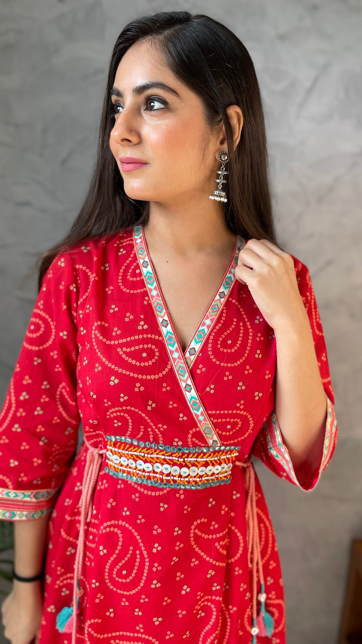 Red Peach Kurta Pant Set