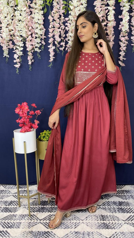 Jam Pink Anarkali Suit