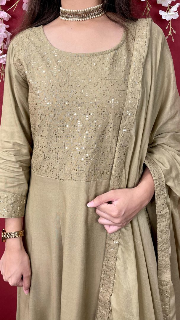 Green Anarkali Dupatta Set