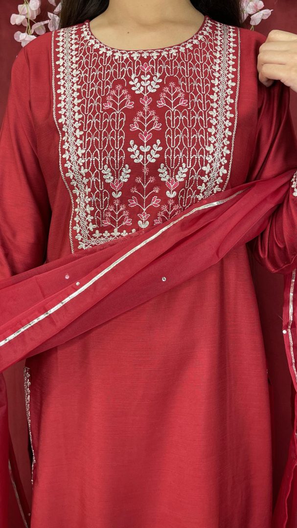 Maroon Silk Suit