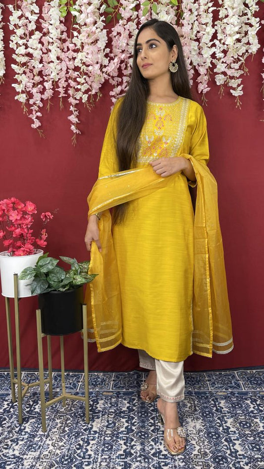 Yellow Silk Suit