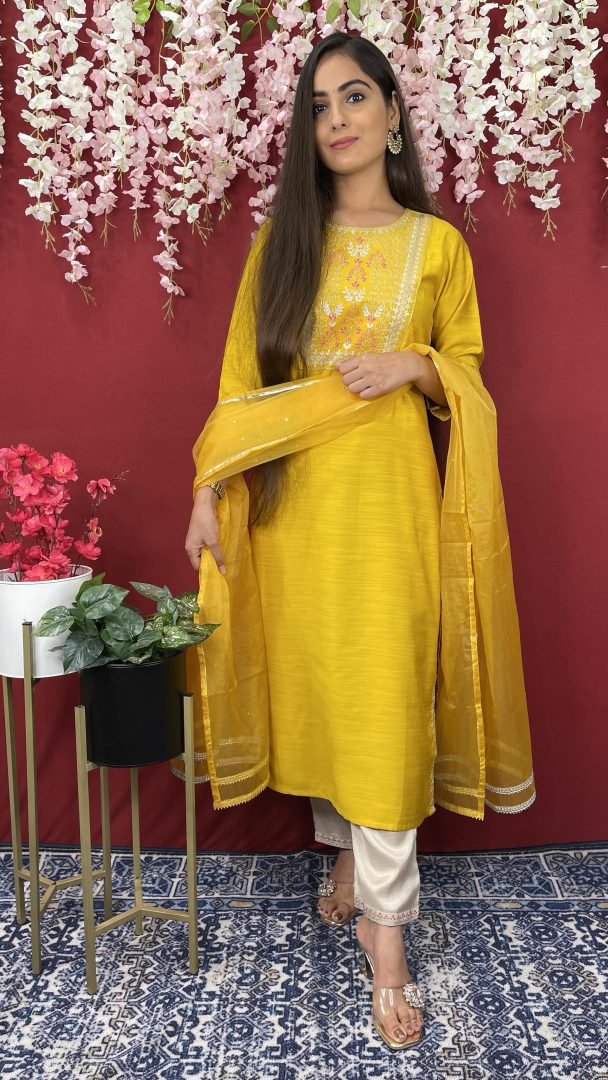 Yellow Silk Suit