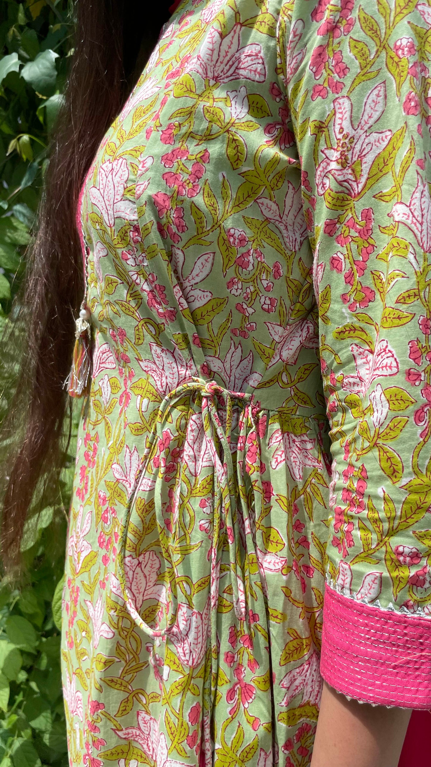 Green Pink Aline Suit