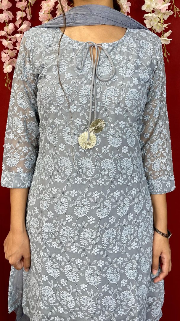Grey Georgette Suit