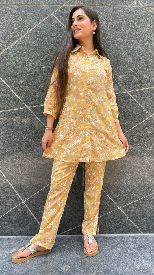 Mustard Mulmul Coord Set