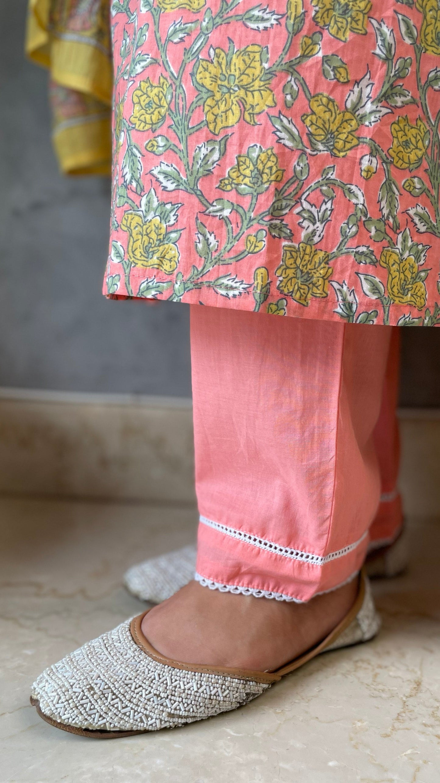Powder Peach Floral Suit