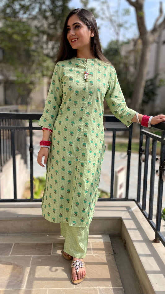 Leaf Green Kurta Set