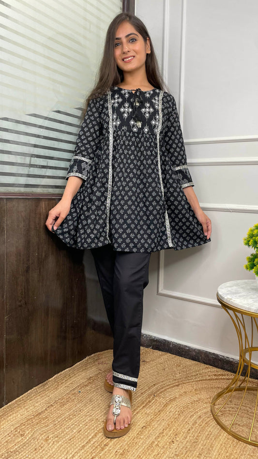 Black Printed Coord Set