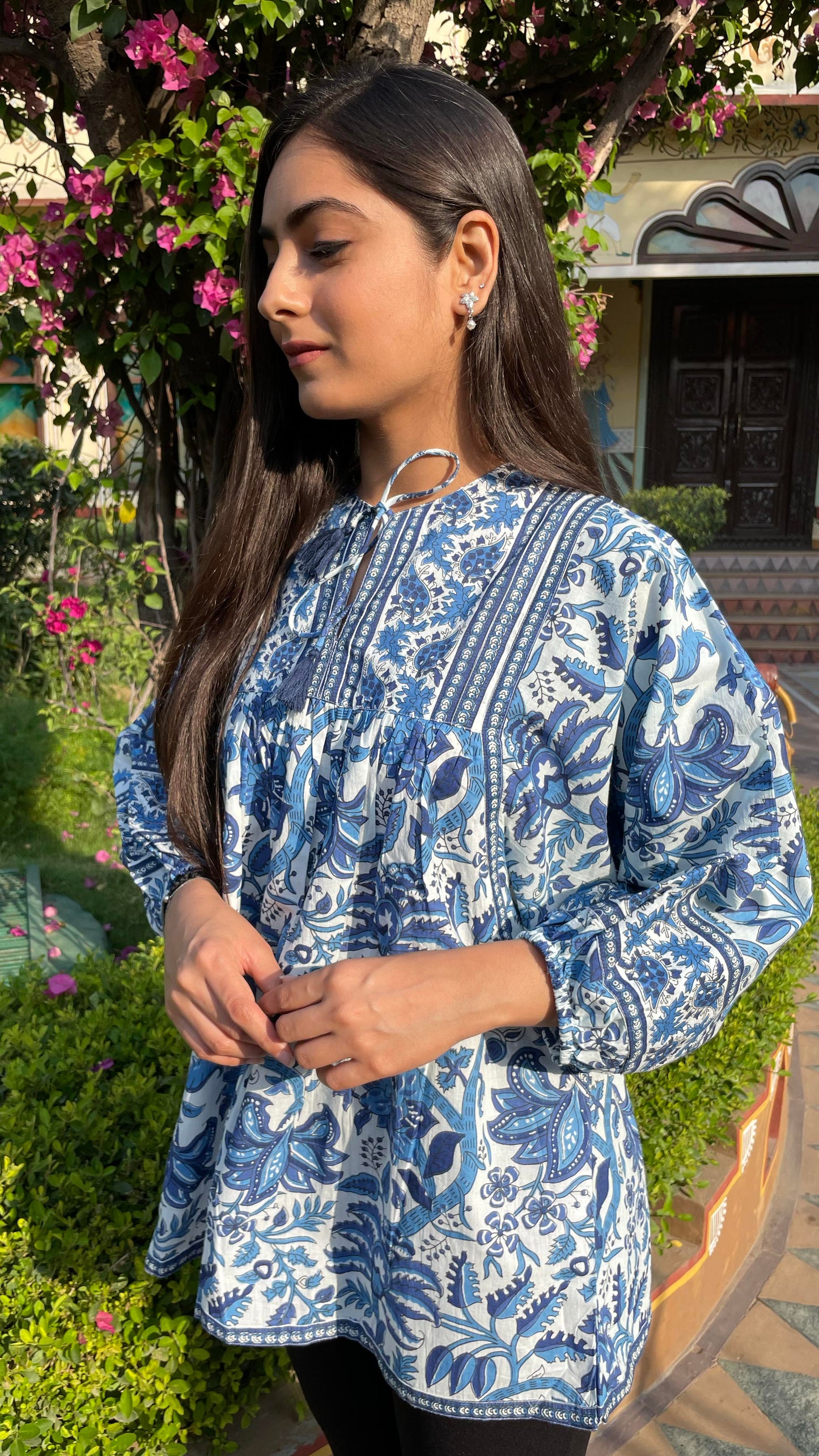 Blue Balloon Fit Top