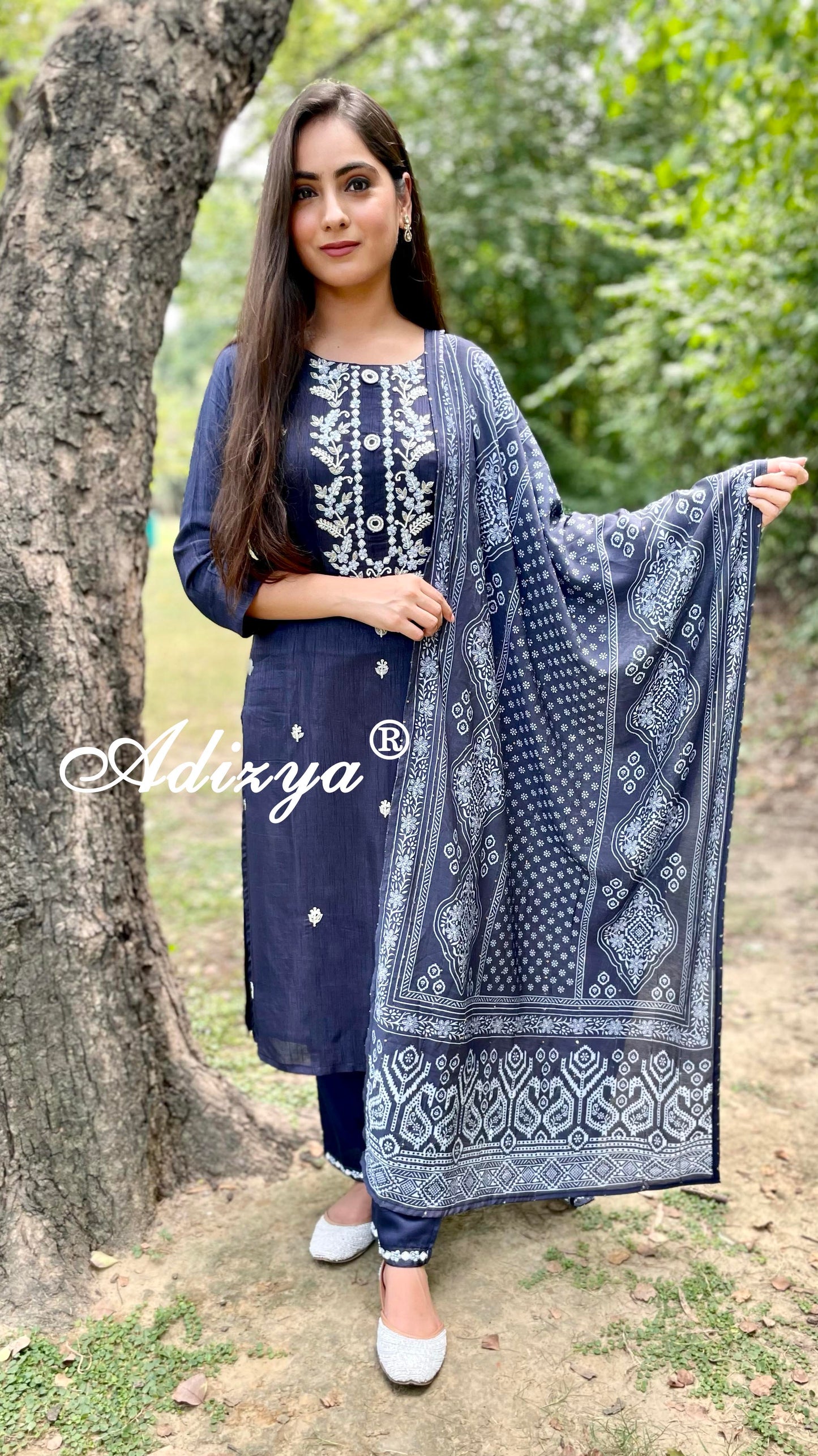 Blue Hand Embroidered Suit
