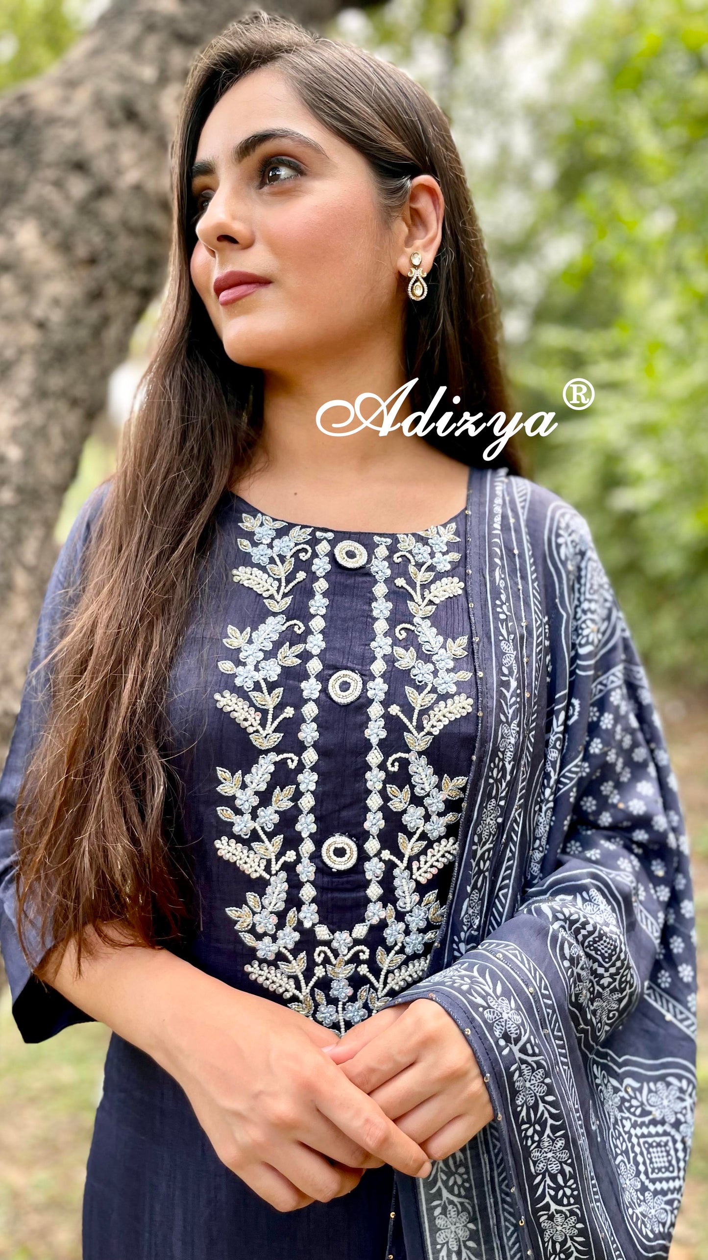 Blue Hand Embroidered Suit