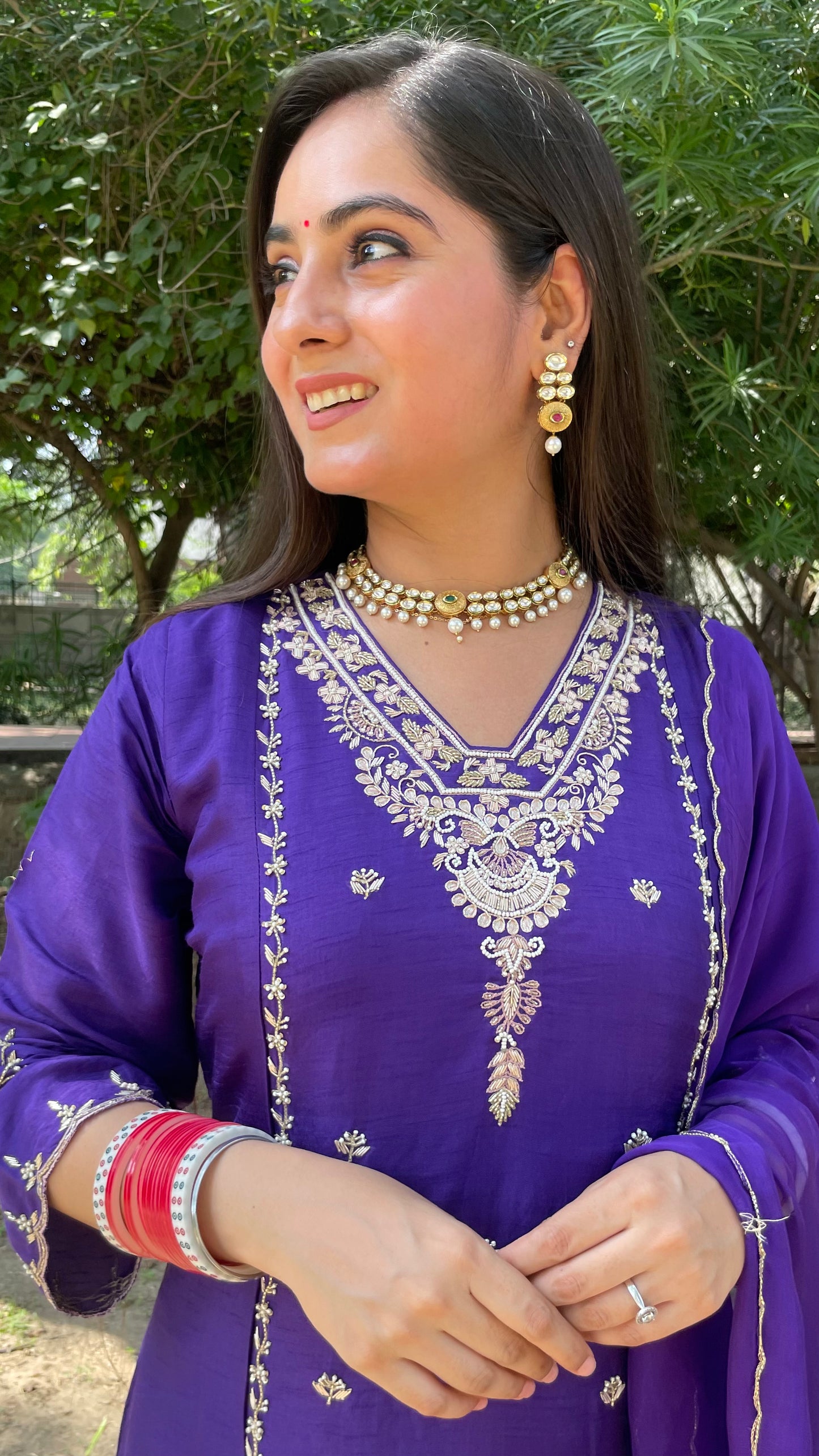 Tara Purple Silk Anarkali Suit
