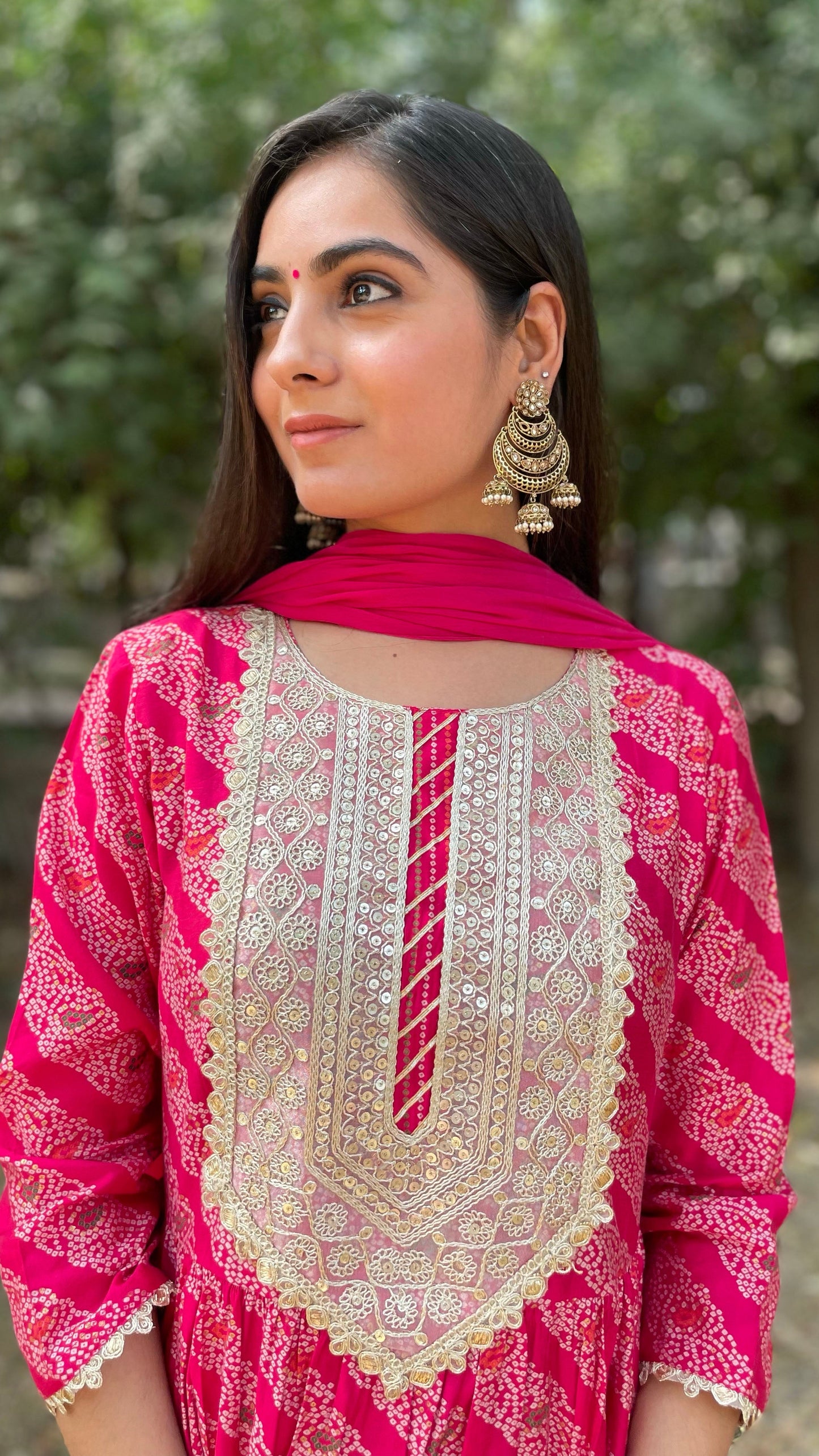 Red Bandhej Nyra Suit