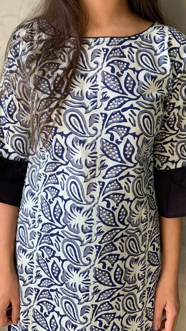 Blue Floral Kurta