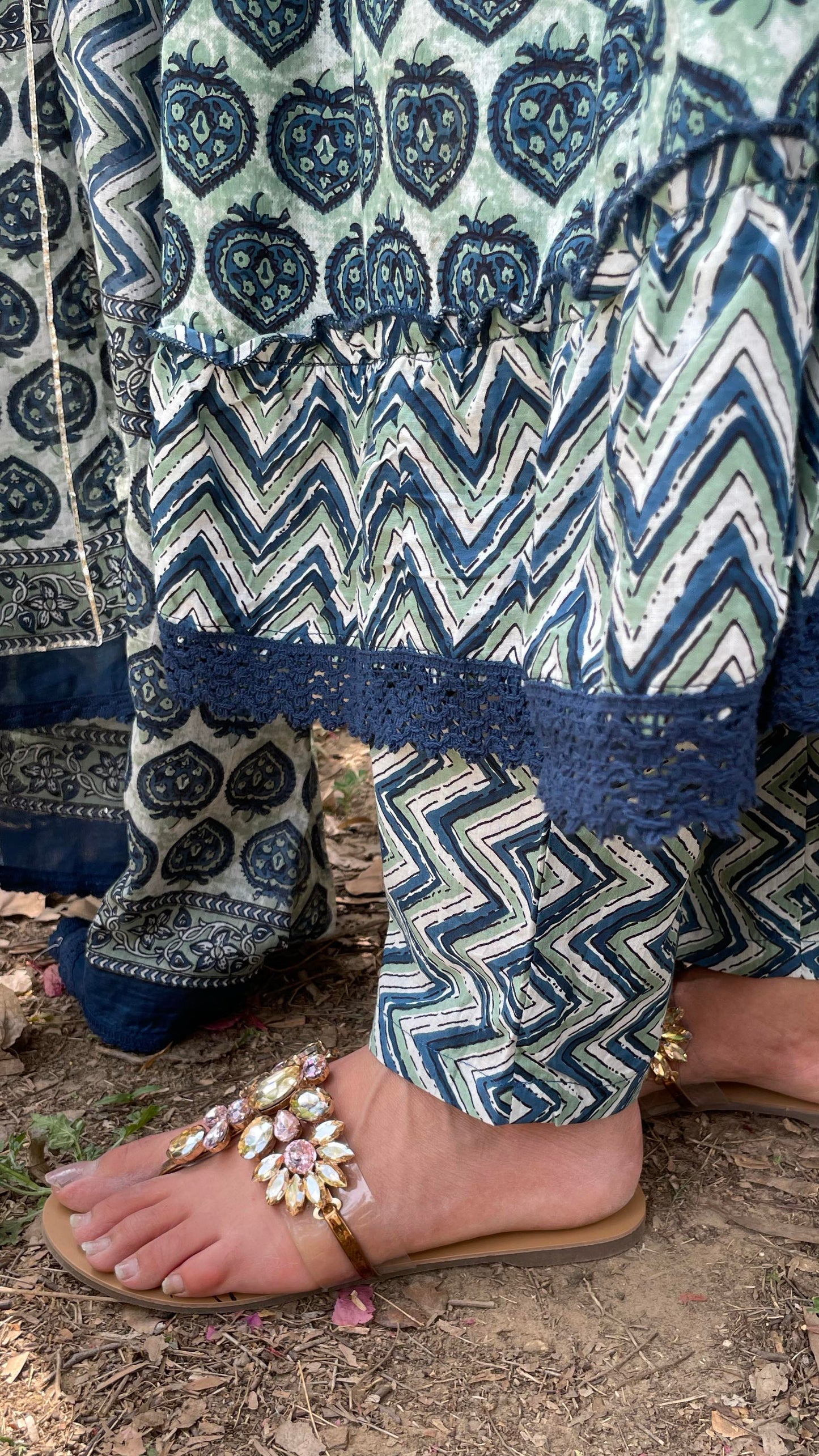 Blue Printed Alia Suit