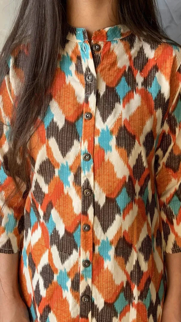 Orange Abstract Kurta